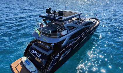 Indulge in luxury aboard the 80 ft Sunseeker Manhattan yacht, offering sleek design, spacious interiors, and modern amenities for a memorable charter experience in St. Barts, St. Martin, and Sint Maarten.